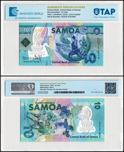 Samoa 10 Tala, 2019, P-45, UNC Commemorative, Polymer, Authenticated - Picture 1 of 1