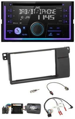 JVC Lenkrad USB 2DIN DAB Bluetooth CD Autoradio für BMW 3er E46 00-06 Quadlock - Bild 1 von 4