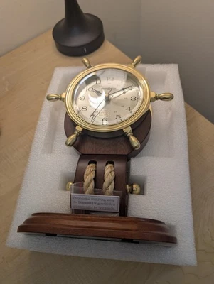 Howard Miller Britannia Solid Brass Ships Wheel Table Clock 613-467 - Image 1 of 4