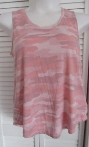 LUCKY BRAND PINK CAMO COTTON BLEND TANK TOP BLOUSE Size LARGE - Picture 1 of 4