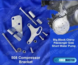 LOW MOUNT A/C COMPRESSOR BRACKET FOR BIG BLOCK CHEVY ENGINES SHORT WATER PUMP. - Foto 1 di 4