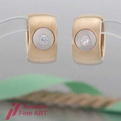 QUINN Ohrringe-Creolen mit je 1 Brillant (Diamant) ges. 0,18ct - 18K/750 Gold - Bild 1 von 4