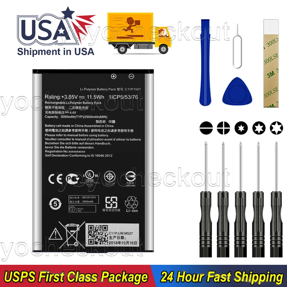 For ASUS ZenFone 2 Laser ZE550KL Z00TD Replacement Battery C11P1501 3000mAh - Image 1 of 4