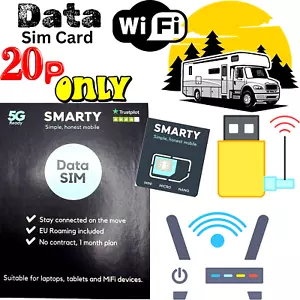 NEU Smarty UK WLAN Router unbegrenzt £20 NUR DATEN SIM-Karte Pay As You Go 5G 4G - Bild 1 von 7