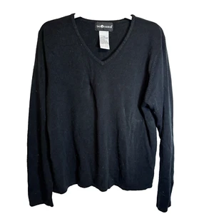 Vintage Pullover Pulli Gr. XL 90er V-Ausschnitt schwarz Acryl Y2K Oma Acadamia - Bild 1 von 6