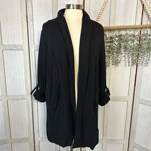 Flawed TORRID Black Open Front Long Sleeve Cardigan Sweater Plus Size 1X - Picture 1 of 10