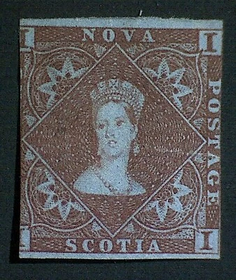 GREENE FOUNDATION CERT Nova Scotia #1 MINT OG Queen Victoria 1d Red Brown (1853) - Image 1 of 4