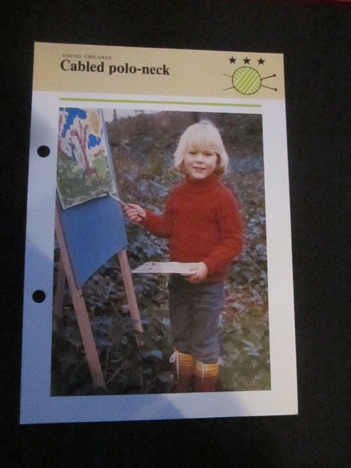 KNITTING PATTERN YOUNG CHILDREN  CABLED POLO-NECK  **MUST SEE ** - Image 1 of 1