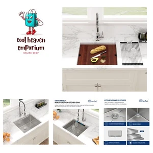 21 Undermount Kitchen Sink - 21"x19" Undermount Bar Sink Ledge Workstation Si... - Picture 1 of 9