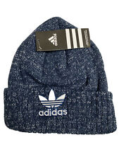 New Adidas Wool Winter Beanie Knit Skull Cap Hat Navy Blue & White - Sports