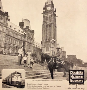 Canadian National Railways RCMP Peace Tower Parliament Ottawa 1956 Print Ad - Picture 1 of 7