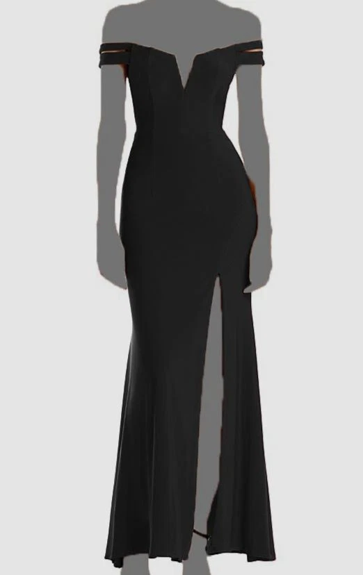 Aqua Women's Black Short Sleeve Scalloped Surplice V-Neck Mini Dress Size L