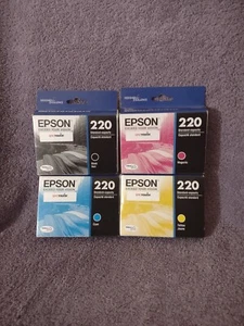 Epson 220 Black Cyan Magenta Yellow Cartridges New Sealed Exp. 2021-2022 - Picture 1 of 8