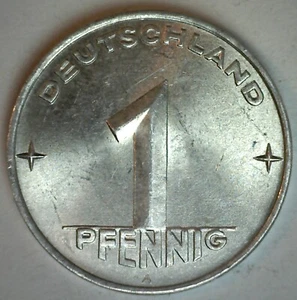 1953 A Germany Aluminum 1 Pfennig Coin Uncirculated Grain Sprigs Democratic Rep - Picture 1 of 2