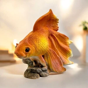 Goldfish Figurine By Universal Statuary 1994 Orange & Yellow Resin 7.5" Decor - Picture 1 of 14