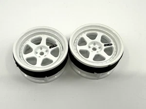 DRIFT ELEMENT DS Racing 6-Spoke Wheels Rims White Adj Offset 1/10 RC Drift Cars - Picture 1 of 2