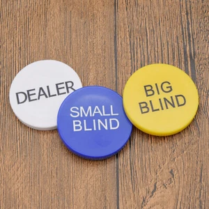 Texas hold'em Buttons Poker Chips Small Blind Big Blind Dealer Play Game Tool - Picture 1 of 6