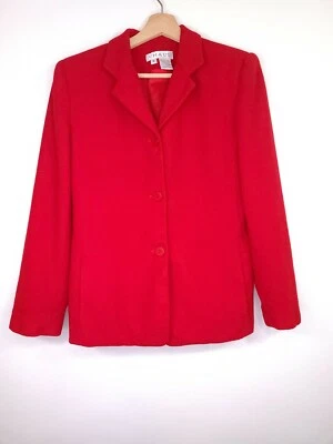 Blazer vintage Chaus para mujer rojo 100 % lana forrado de un solo pecho talla 8 Foto 1 de 4