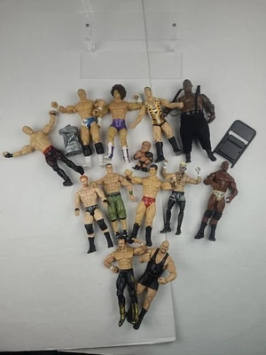 Lote de figuras de acción WWE lucha libre Mattel Jakks Wwf Wcw accesorios básicos Aew raro Foto 1 de 4