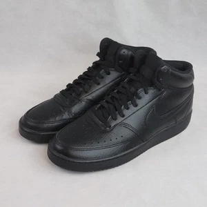 Zapatillas deportivas de baloncesto Nike Court Vision Mid para hombre talla 10 triple de cuero negro - Imagen 1 de 12