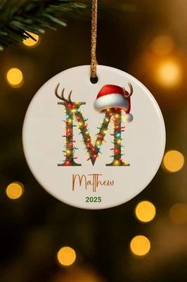 Personalized Santa Monogram Ornament 2025, Custom Christmas Ornament Decor - Image 1 of 4