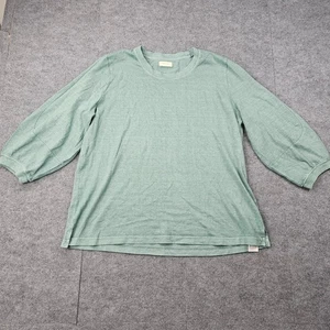Poetry Top Womens XL Green Hemp Organic Cotton Knit Sweater Minimal Sustainable - Picture 1 of 6