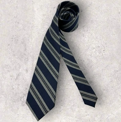 BLACK BROWN 1826 Navy/Gray Striped Wool Blend LUXURY Tie  - Image 1 of 4