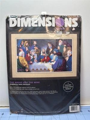 DIMENSIONES Kit Bordado Crewel - EL PAN Y EL VINO - 20" x 12" Foto 1 de 3