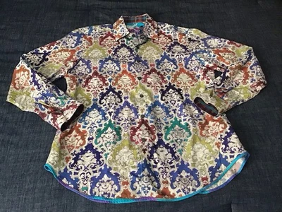 ROBERT GRAHAM MULTICOLOR GEOMETRIC PRINT L/S BUTTON SHIRT MEN-MEDIUM    EUC - Image 1 of 4