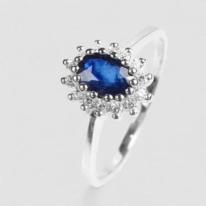 925 Sterling Silver Royal Blue Sapphire Oval 0.40Ct Handmade Fine Jewelry Rings - Picture 1 of 10