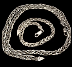 Vintage 925 Sterlingsilber geflochten Serpentin Italien 18" Halskette & 7 1/4" Armband - Bild 1 von 7