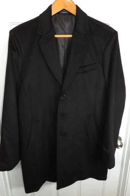 Stafford Men's 44R Black Wool Blend Classic Fit Top Coat Overcoat Jacket - Image 1 of 4