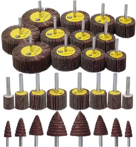 Schleifmittel Fächerschleifer Set, 28 Stück 80er Körnung 1/4" Schaft montiert Aluminium Ox... - Bild 1 von 7