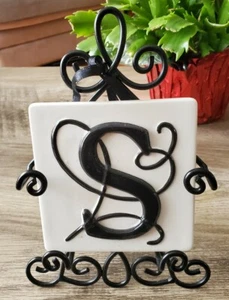 MWW Market Ceramic and Metal Black Letter S Wall Hanger 9x6.5" - Picture 1 of 4