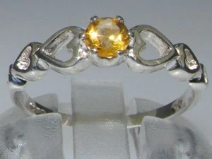 9ct White Gold Natural Citrine Womens Solitaire Ring - Sizes J to Z - Picture 1 of 1
