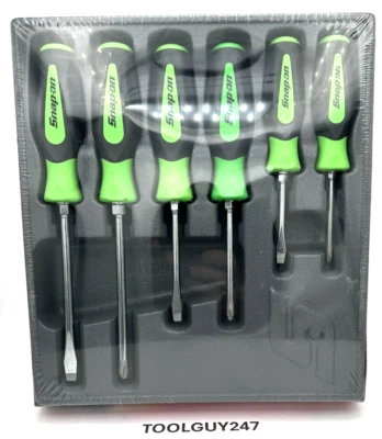 SNAP ON TOOLS USA 6pc GREEN Soft Grip Combination Screwdriver Set SGDX60B G NEW+ - Image 1 of 4