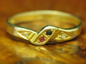 925 Argento Sterling Anello Con Spinello & Zirconi Incastonati/Dorato/RG62/ - Foto 1 di 3