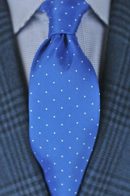 Corbata de estudio Lord R Colton - Corbata de seda tejida con puntos azules y blancos NUEVA Foto 1 de 4