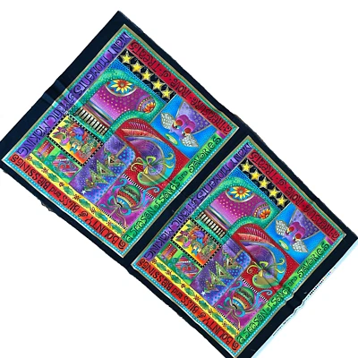 DOS paneles Laurel Burch Bountiful Blessings 20 x 23 gatos navideños D Foto 1 de 4