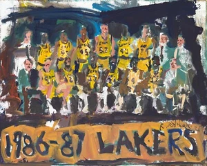 Legend Los Angeles Lakers Acrylic Painting, Vintage NBA – Canvas Sports Art - Picture 1 of 12