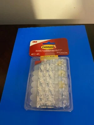 NEW COMMAND LIGHT CLIPS , CLEAR, HANG LIGHTS, 40 CLIPS, 48 STRIPS, HOLIDAY DECOR - Image 1 of 4
