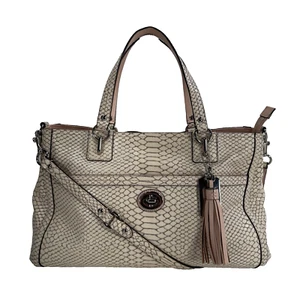Coach Park Python Cream / Pink Carryall Tote Shoulder Bag Purse F24384 - Picture 1 of 15