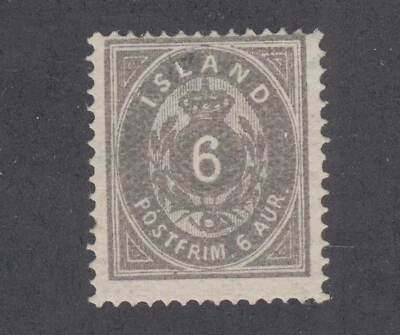 Iceland Sc 10 MLH. 1876 6a gray Numeral, perf 14x13½ , usual centering, sound - Image 1 of 2