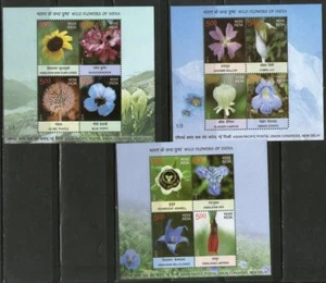 India 2013 Flores silvestres de la India Lirio Girasoles Amapola Planta 3 hojas en miniatura  - Imagen 1 de 2