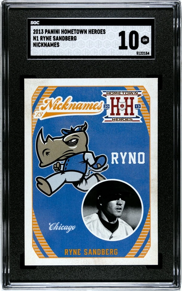 2013 Panini Hometown Heroes N1 Ryne Sandberg Nicknames RYNO SGC 10 GEM MINT - Image 1 of 2
