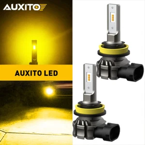 2x AUXITO H11 H8 H9 LED Fog Light Bulbs Driving Lamp DRL Yellow 3000K High Power - Picture 1 of 12