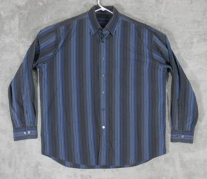 Camisa Alan River Franela Para Hombre Grande Abotonada Manga Larga Gris Rayas Informal - Imagen 1 de 13