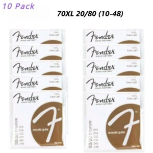 10 Pack(10-48) 70XL 20/80 Bronze Extra Light Acoustic Guitar Strings For Fender - Picture 1 of 4