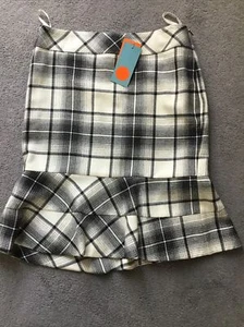 Karen Millen Check Skirt Lined New With Tags Size 10 - Picture 1 of 3