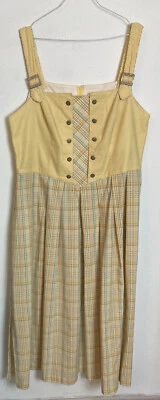 Landhaus Naturally Damen Kleid mit Träger Trachtenkleid Gelb Kariert Gr.46 - Bild 1 von 4